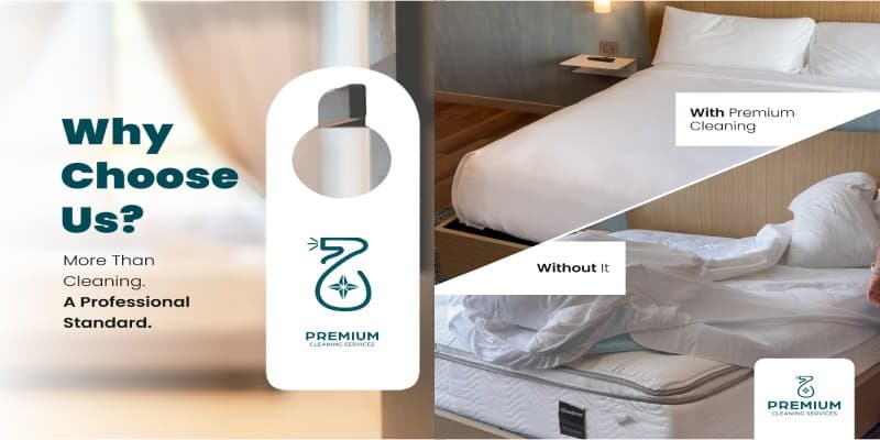 Hotel room comparison showing professional cleaning standards
